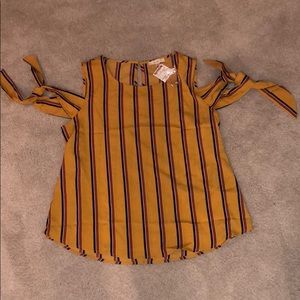 Mustard yellow Cut out shoulder shirt